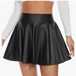 Women's Faux Leather high waisted Black Mini Skirt